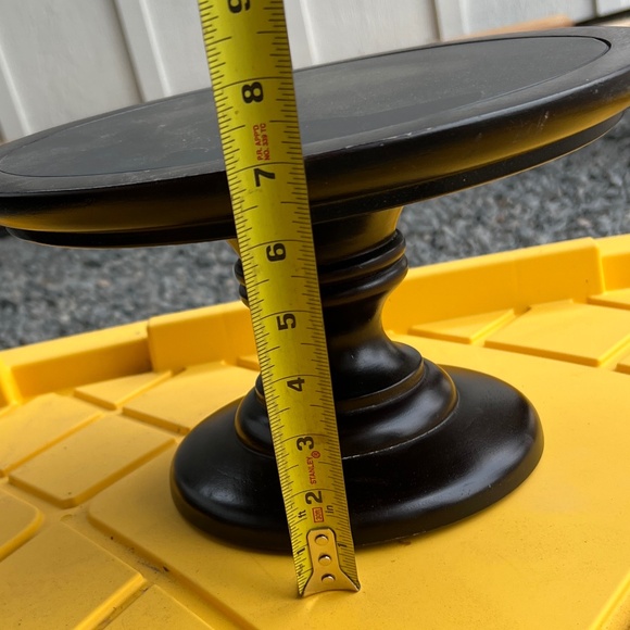 Crate & Barrel Wood Pedestal with Black like Chalkboard Top - Picture 3 of 4